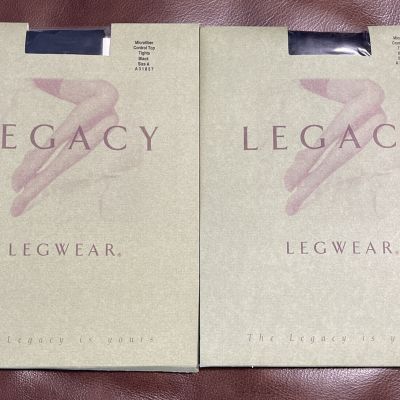 Legacy Legwear Microfiber Control Top Tights Black Size A  New A31857 Lot Of 2